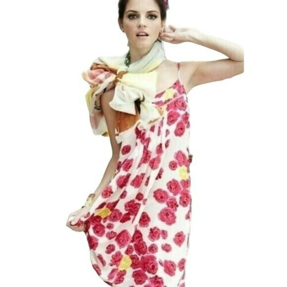 Moulinette Soeurs Atypical Situation Slip Dress, Silk, Rose Flower Pink, Size 12